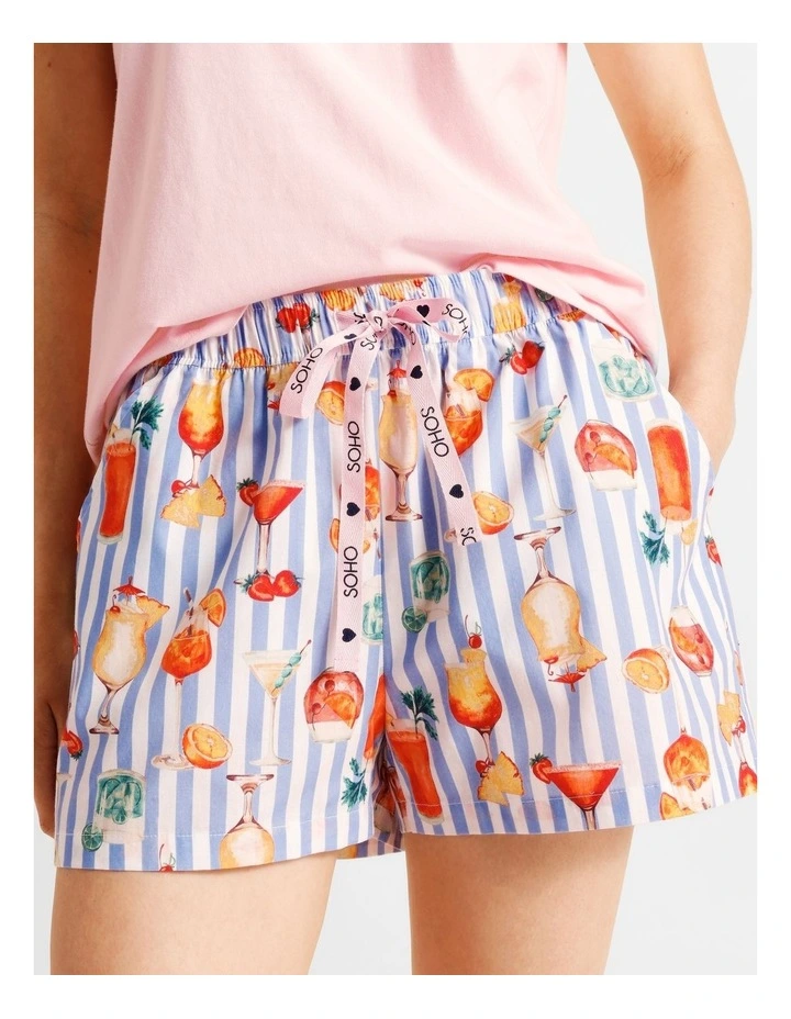 Essentials Short Sleeve Short PJ Set in Summer Cocktails Print image 5