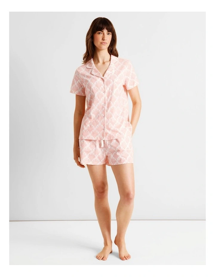 Everyday Cotton Relaxed Short Sleeve PJ Set in Foliage Fan Print image 3