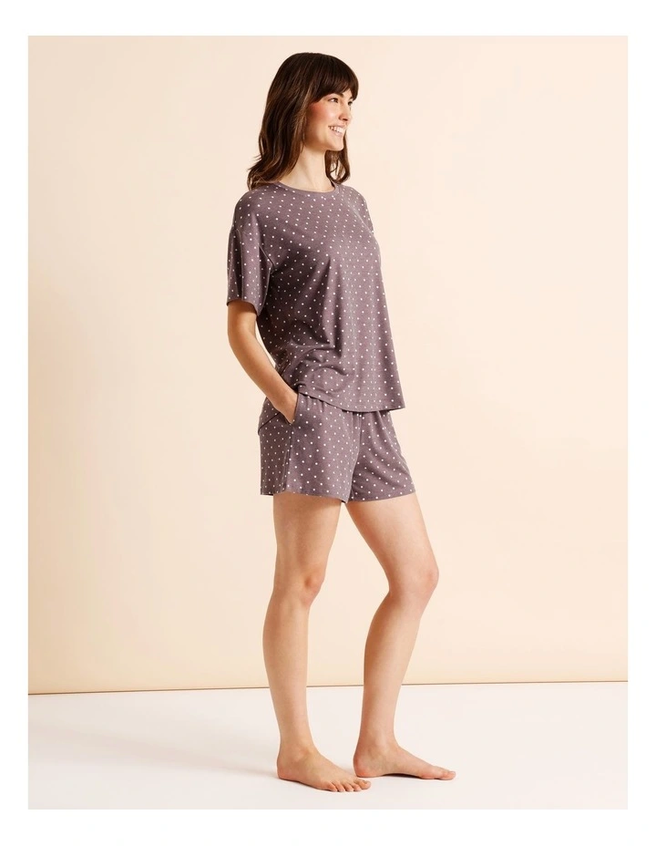 Everyday PVE Short Sleeve Short PJ Set in Taupe Dots Print image 3