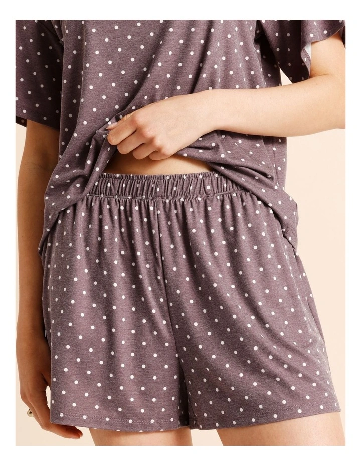 Everyday PVE Short Sleeve Short PJ Set in Taupe Dots Print image 4
