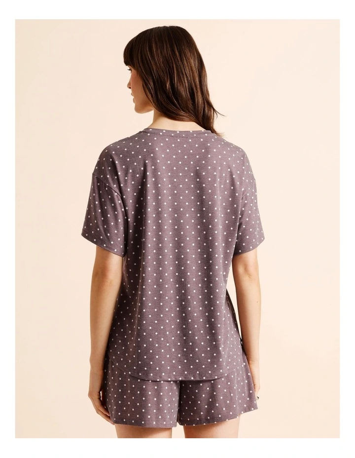 Everyday PVE Short Sleeve Short PJ Set in Taupe Dots Print image 6