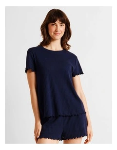 Everyday Pointelle Short Sleeve PJ Set SSOS26418N in Navy