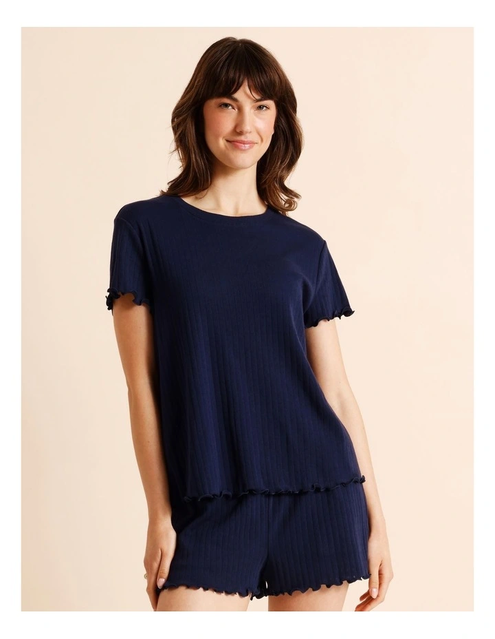 Everyday Pointelle Short Sleeve PJ Set SSOS26418N in Navy image 1