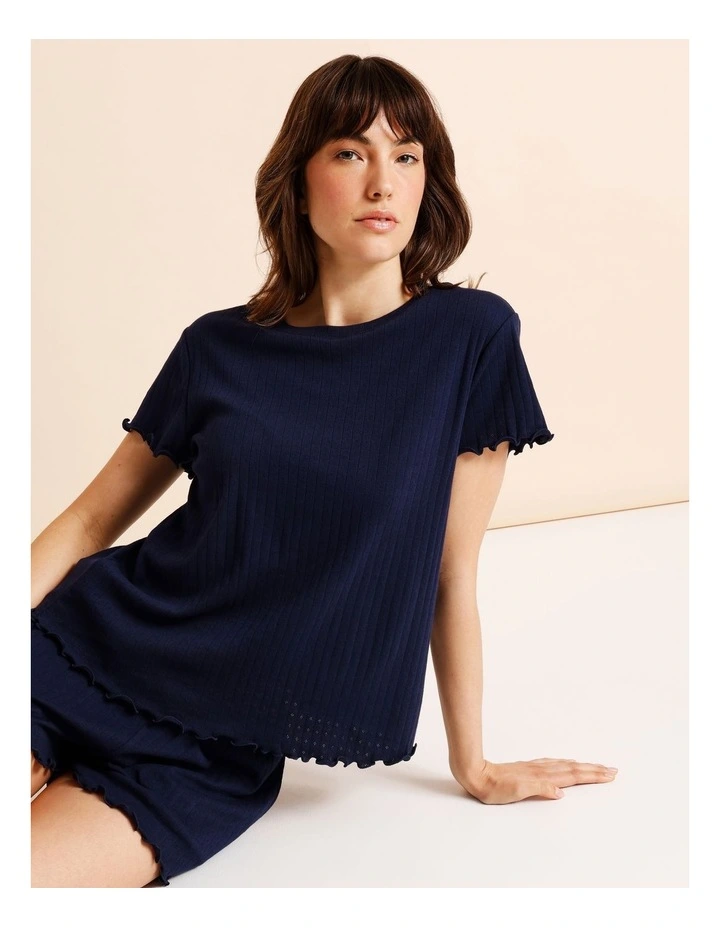 Everyday Pointelle Short Sleeve PJ Set SSOS26418N in Navy image 3