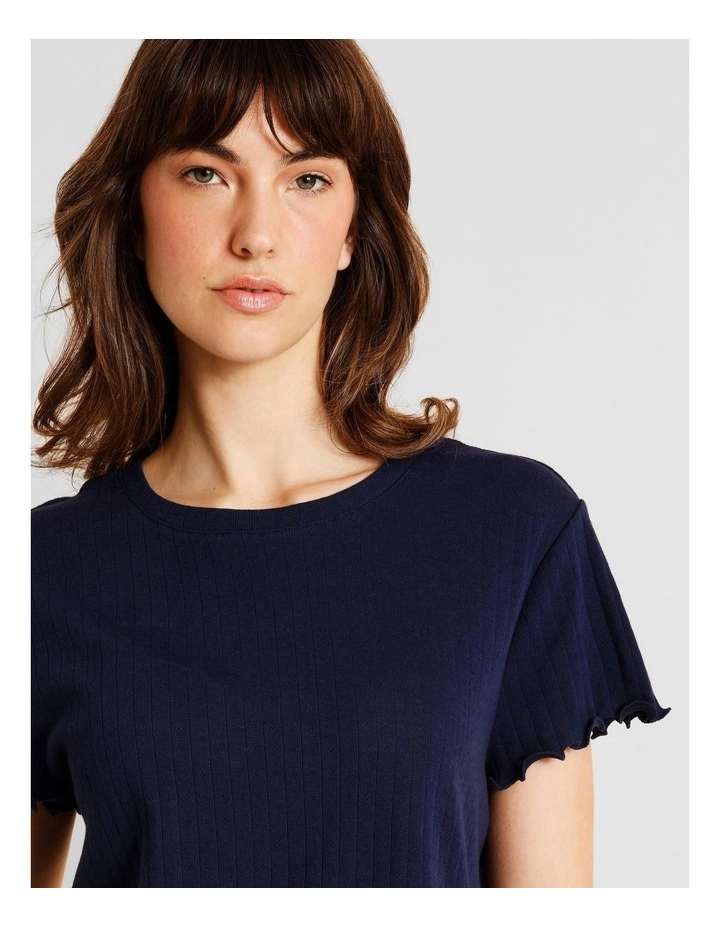 Everyday Pointelle Short Sleeve PJ Set SSOS26418N in Navy image 4