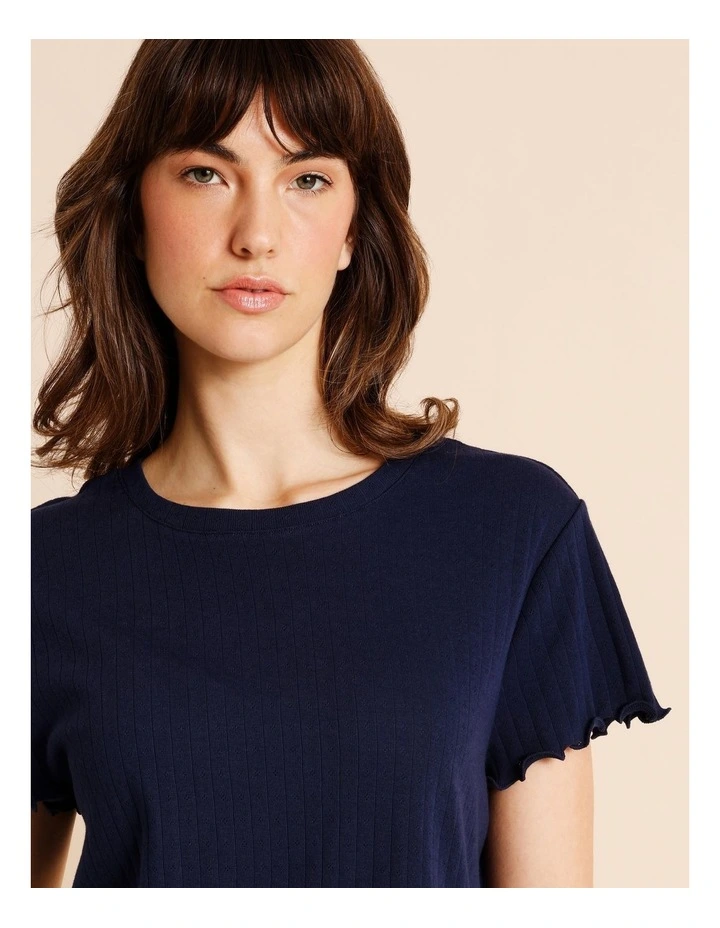 Everyday Pointelle Short Sleeve PJ Set SSOS26418N in Navy image 4