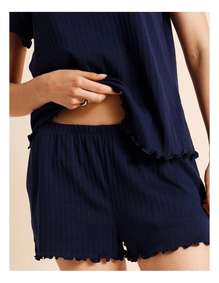 Everyday Pointelle Short Sleeve PJ Set SSOS26418N in Navy image 5