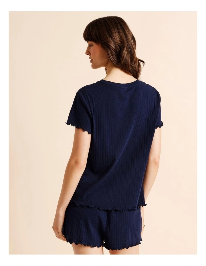 Everyday Pointelle Short Sleeve PJ Set SSOS26418N in Navy image 6