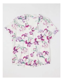 Serene Woven Short Sleeve Pyjama Set in Iris Floral Print