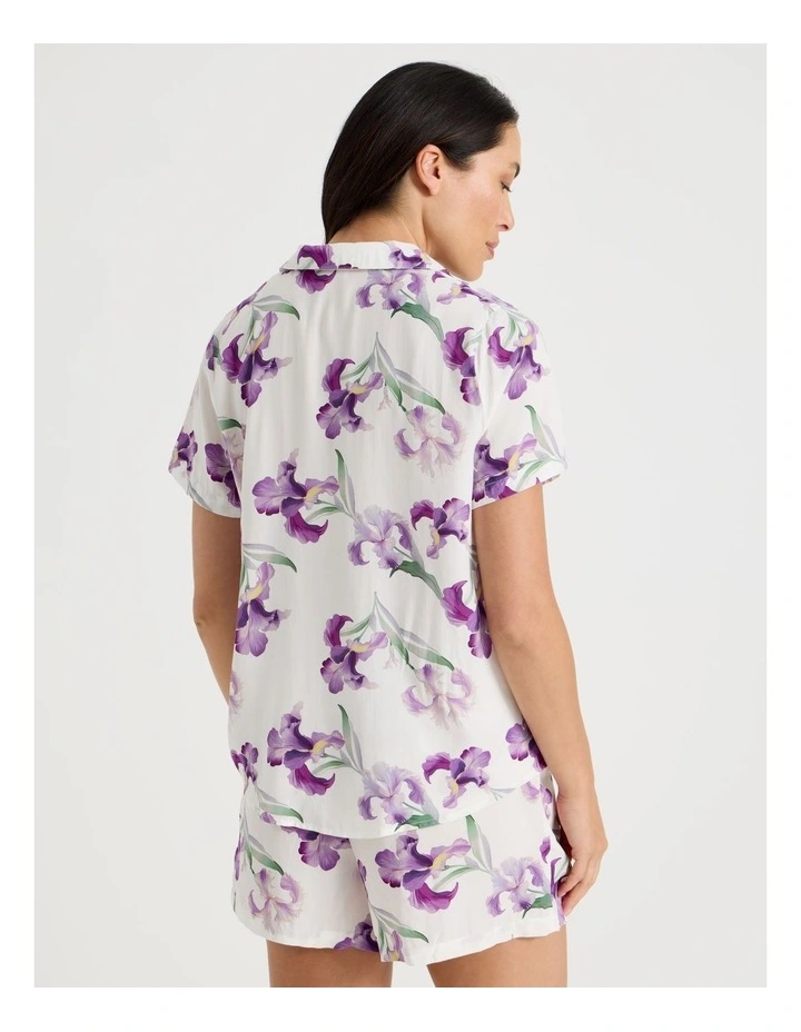 Serene Woven Short Sleeve Pyjama Set in Iris Floral Print image 5