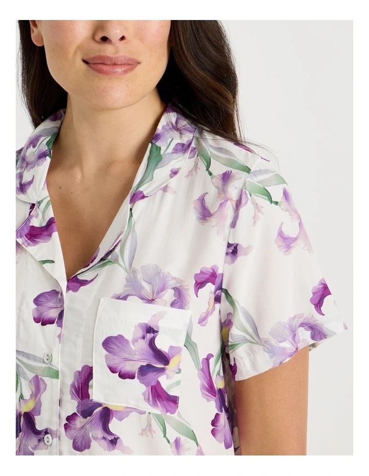 Serene Woven Short Sleeve Pyjama Set in Iris Floral Print image 6