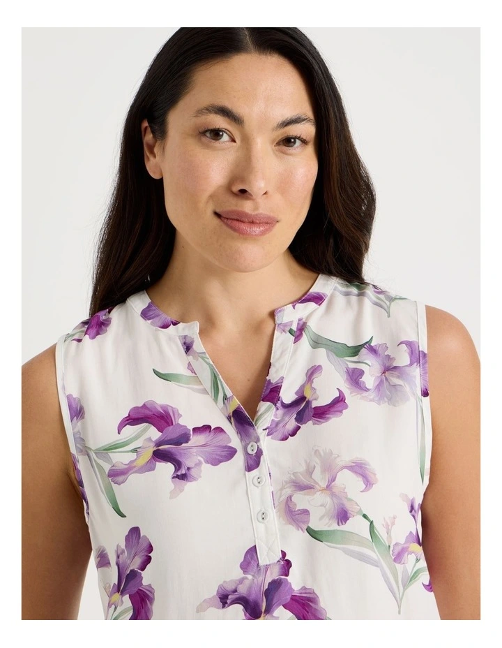 Serene Woven Singlet & Long Pant Pyjama Set in Iris Floral Print image 2