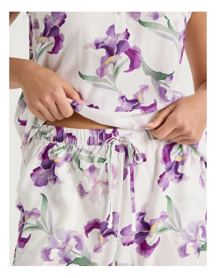 Serene Woven Singlet & Long Pant Pyjama Set in Iris Floral Print image 6