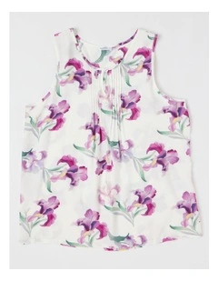 Serene Woven Singlet & Short Pyjama Set in Iris Floral Print