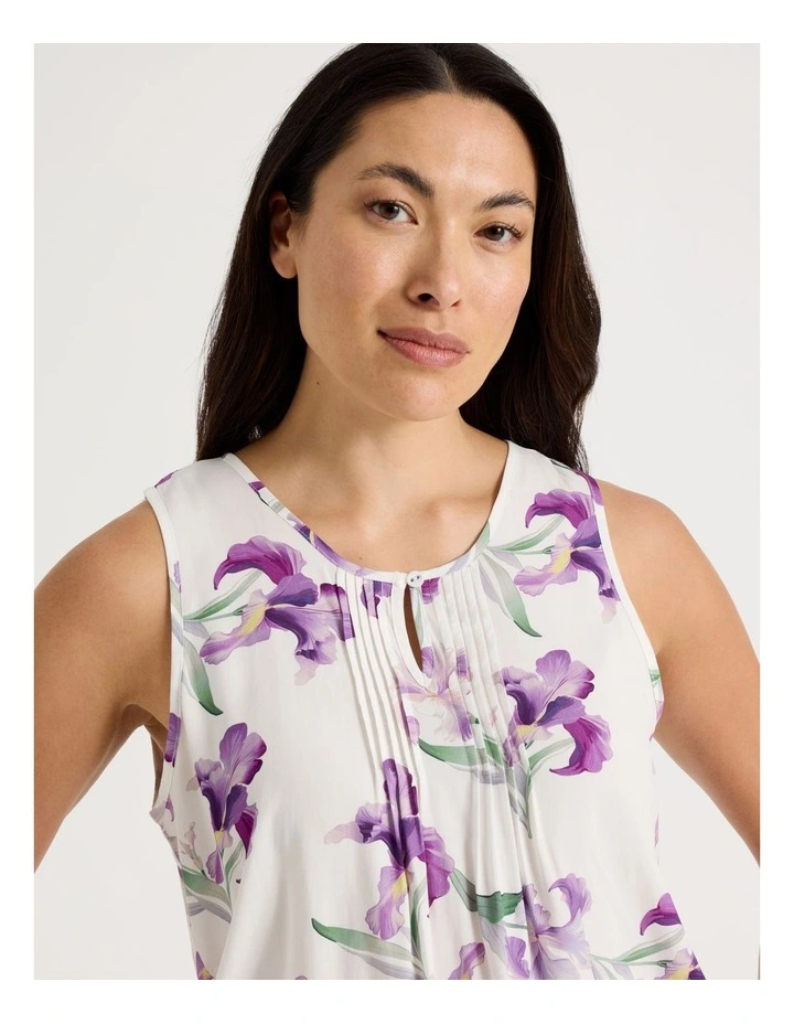 Serene Woven Singlet & Short Pyjama Set in Iris Floral Print image 4