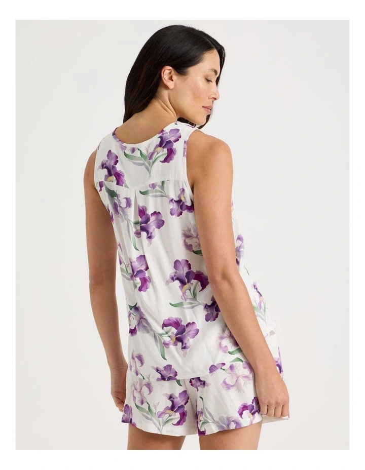 Serene Woven Singlet & Short Pyjama Set in Iris Floral Print image 6