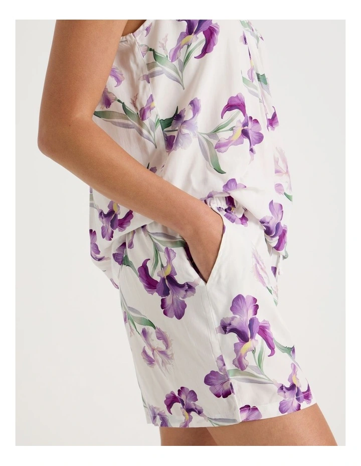 Serene Woven Singlet & Short Pyjama Set in Iris Floral Print image 7