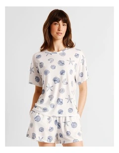 Everyday PVE Short Sleeve Short PJ Set in Seashells Print