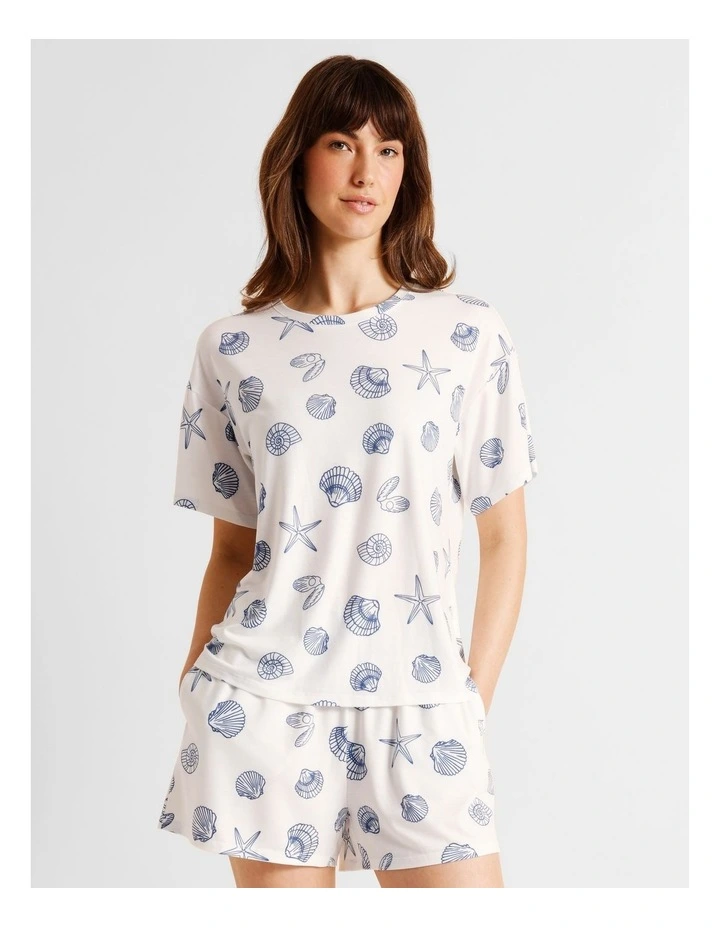 Everyday PVE Short Sleeve Short PJ Set in Seashells Print image 1