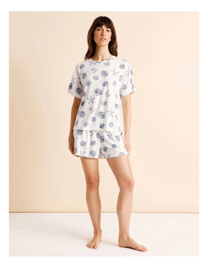 Everyday PVE Short Sleeve Short PJ Set in Seashells Print image 2