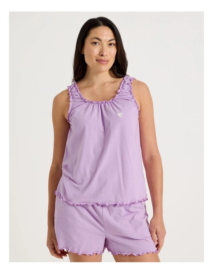 Fluted Edge Short Sleeve Pyjama Set in Lilac image 1