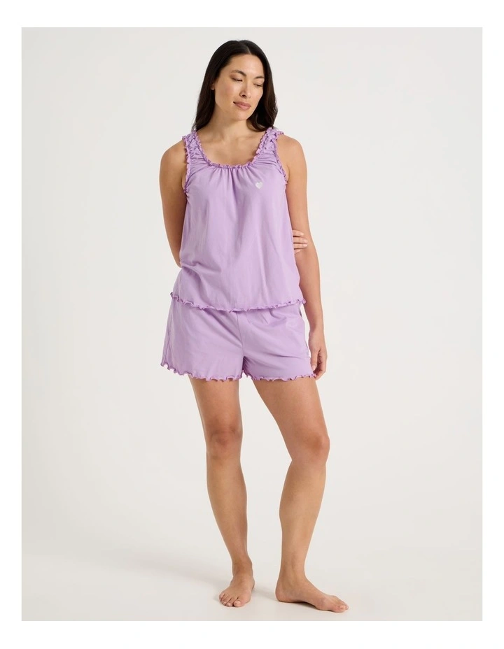 Fluted Edge Short Sleeve Pyjama Set in Lilac image 2