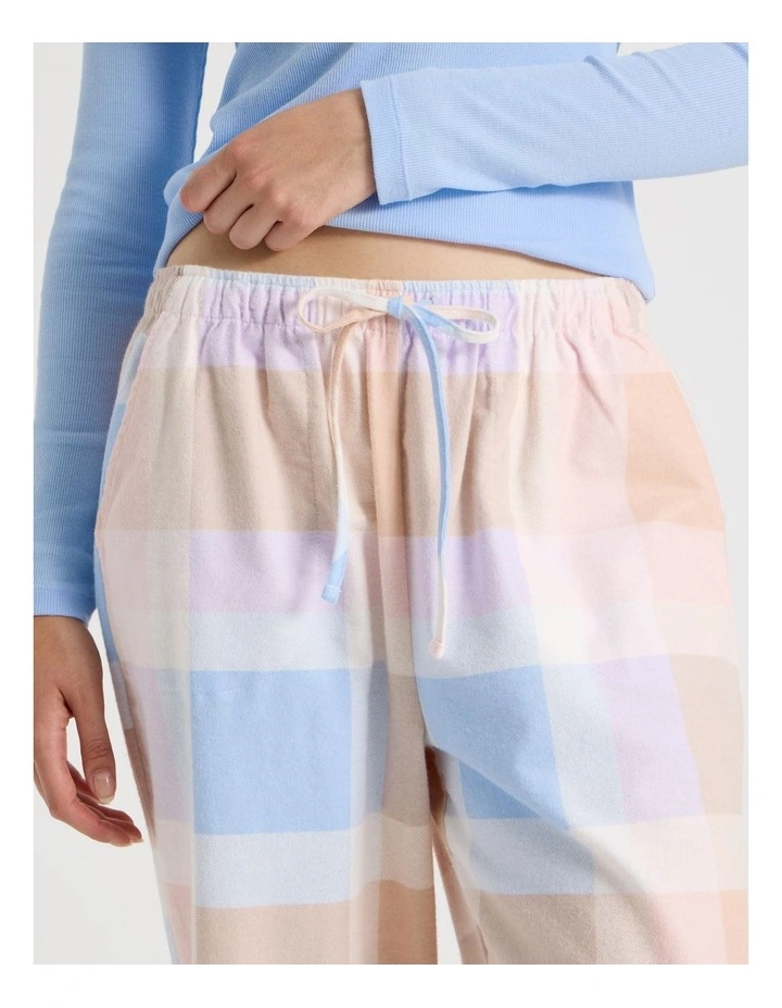 Flannel Long Sleeve Knit Top & Flannelette Pant PJ Set in Blue Check Print image 4