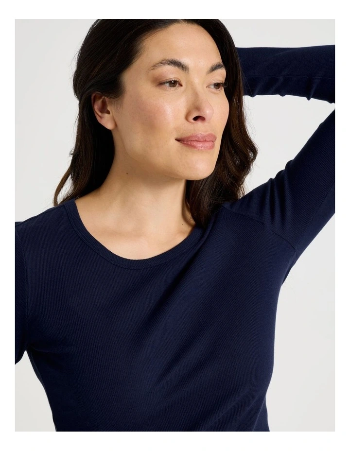 Flannel Long Sleeve Knit & Flannelette Pant Pyjama Set in Navy Hearts Print image 3