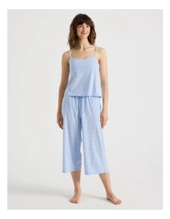 Everyday Cami 3/4 Pant PJ Set in Blue Y/D Stripe