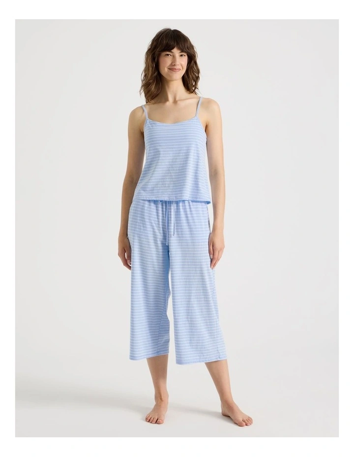 Everyday Cami 3/4 Pant PJ Set in Blue Y/D Stripe image 1
