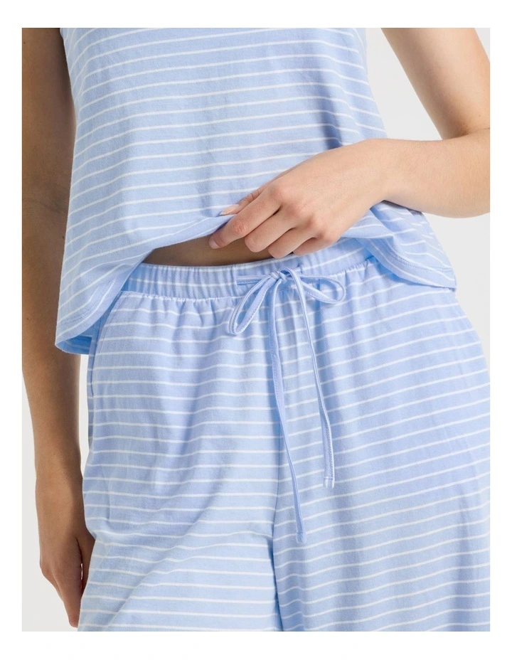 Everyday Cami 3/4 Pant PJ Set in Blue Y/D Stripe image 4