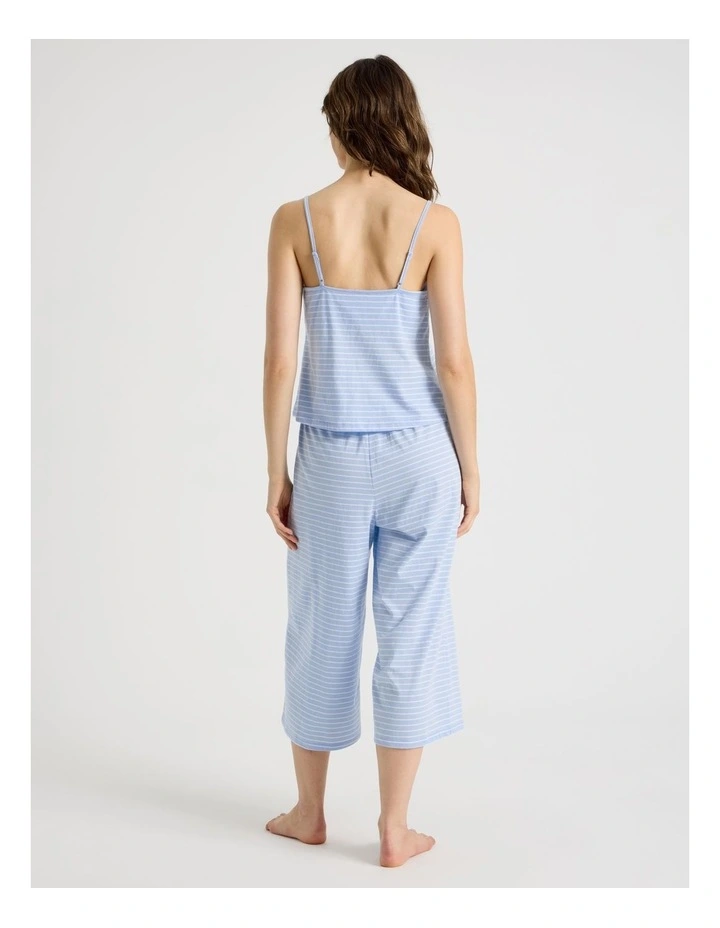 Everyday Cami 3/4 Pant PJ Set in Blue Y/D Stripe image 5