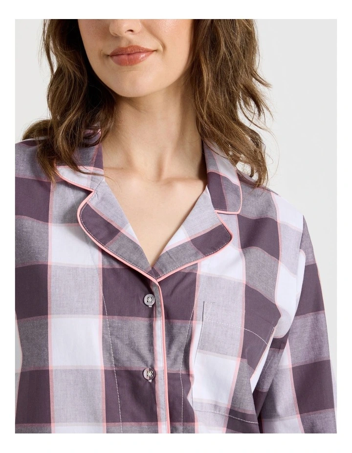 Long Sleeve Long Pant PJ Set in Raisin Gingham Print image 3