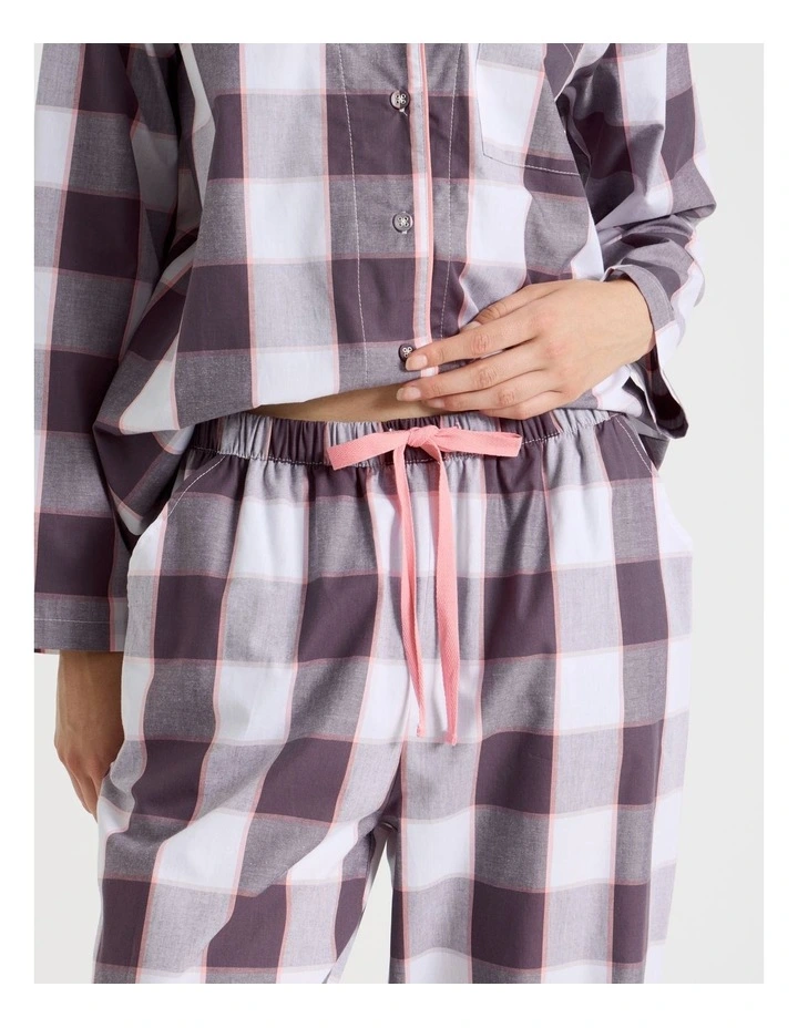 Long Sleeve Long Pant PJ Set in Raisin Gingham Print image 5