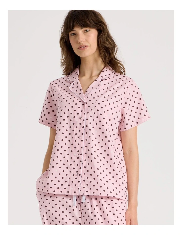 Short Sleeve Long Pant PJ Set in Pink Spot Print image 1