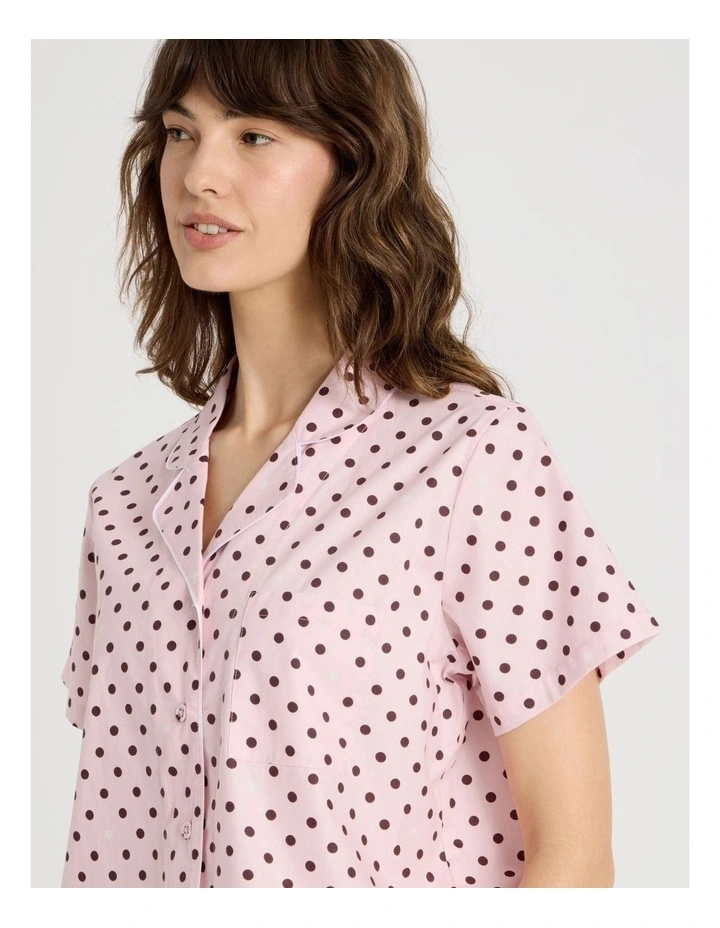 Short Sleeve Long Pant PJ Set in Pink Spot Print image 3
