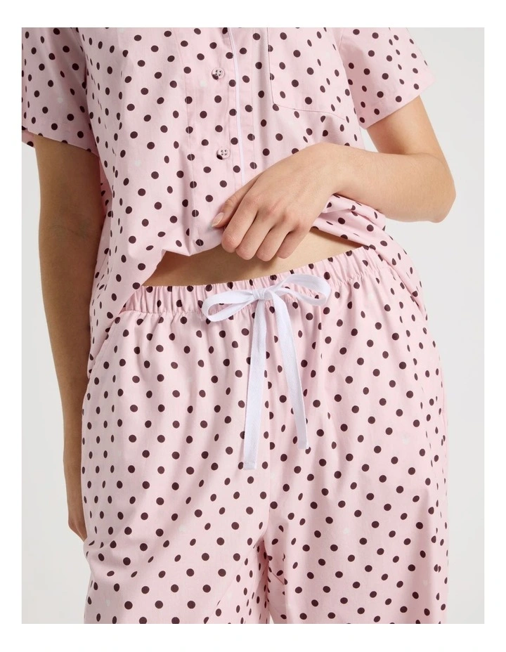 Short Sleeve Long Pant PJ Set in Pink Spot Print image 4