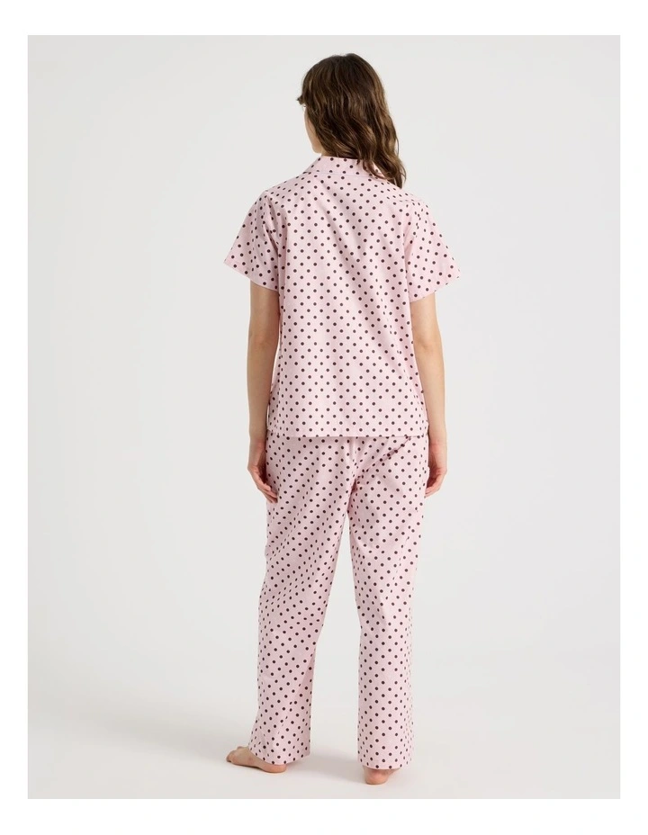 Short Sleeve Long Pant PJ Set in Pink Spot Print image 5