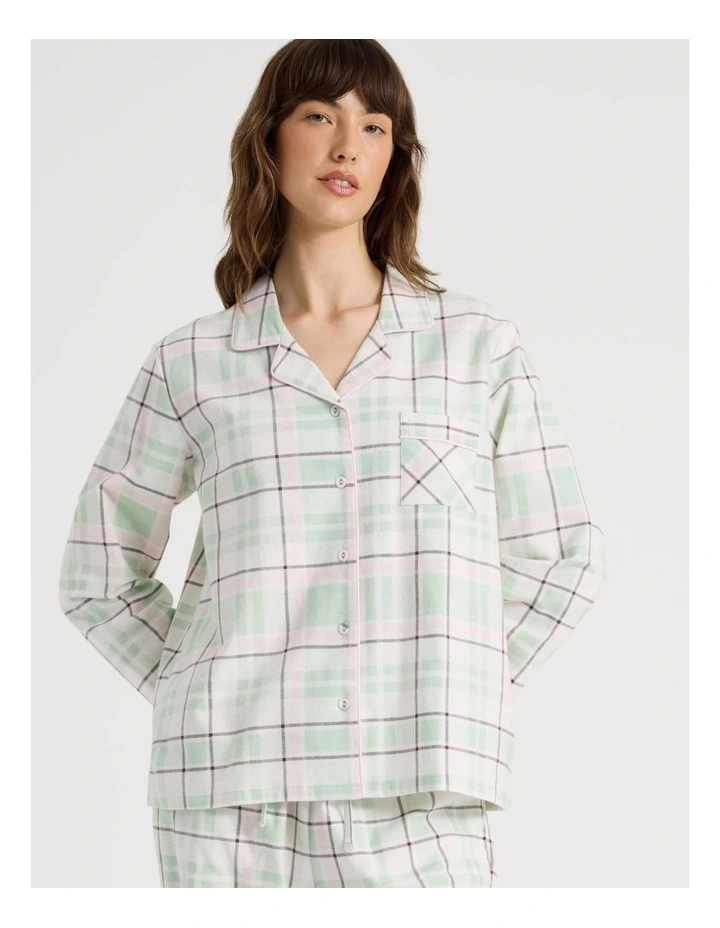 Flannelette Pyjama Set in Pistachio Check Print image 2