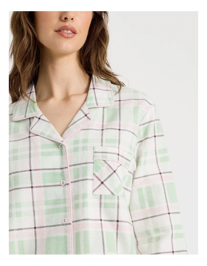 Flannelette Pyjama Set in Pistachio Check Print image 4