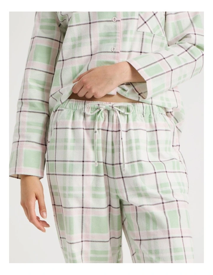 Flannelette Pyjama Set in Pistachio Check Print image 5