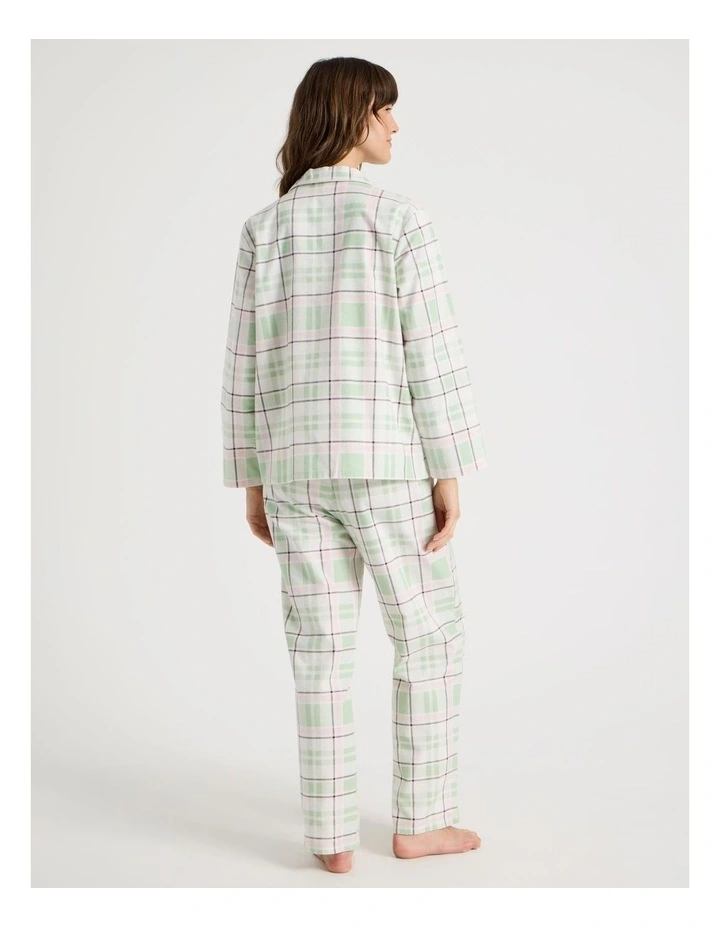 Flannelette Pyjama Set in Pistachio Check Print image 6
