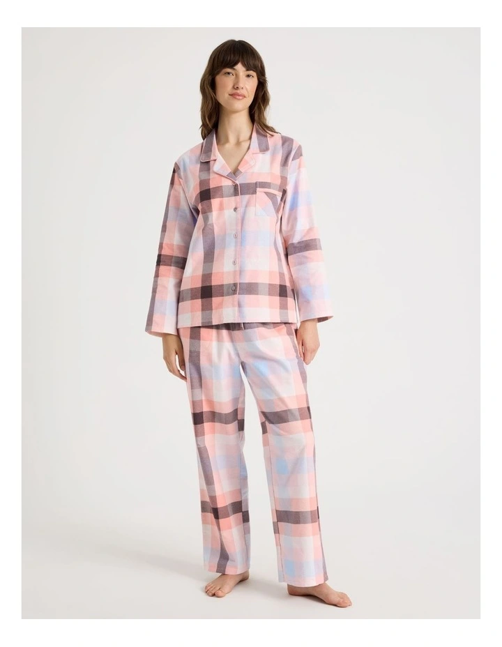 Flannelette Pyjama Set in Pink Check Print image 1