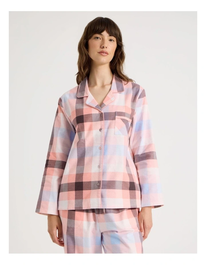 Flannelette Pyjama Set in Pink Check Print image 3