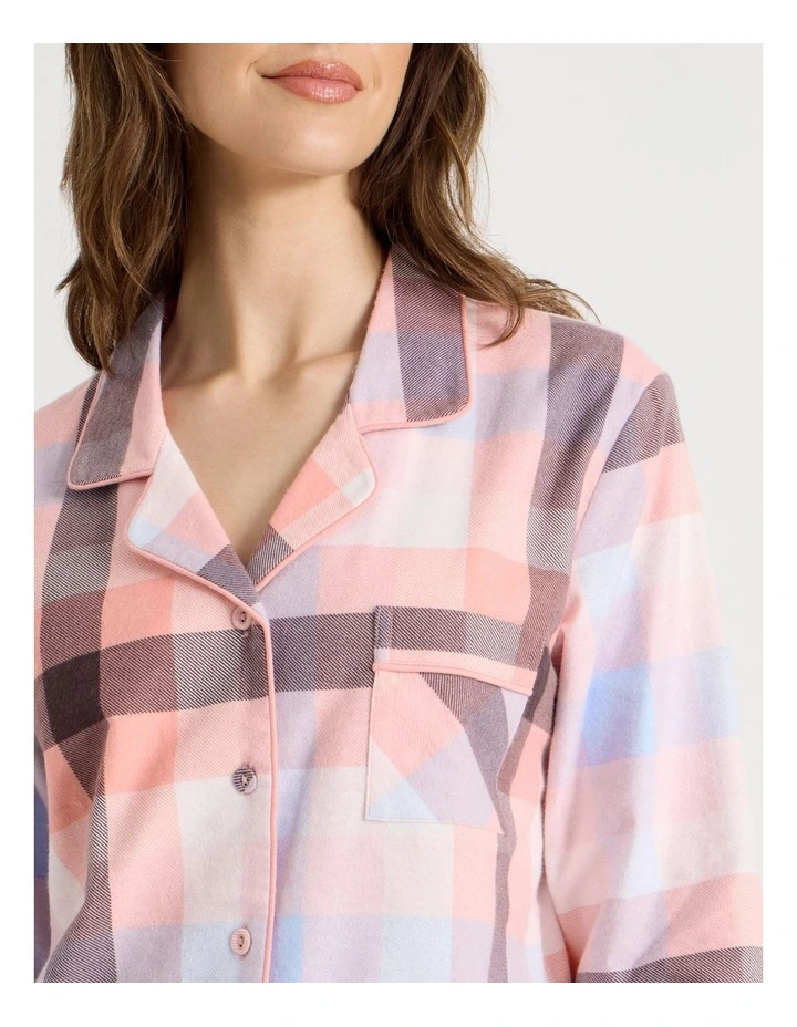 Flannelette Pyjama Set in Pink Check Print image 4