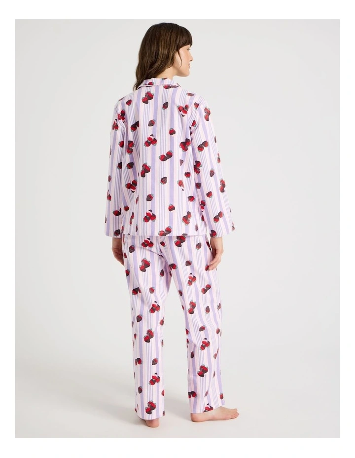 Flannelette Pyjama Set in Strawberry Stripe Print image 5