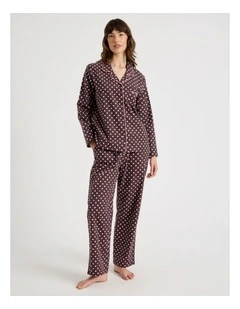 Flannelette Pyjama Set in Raisin Spot Print