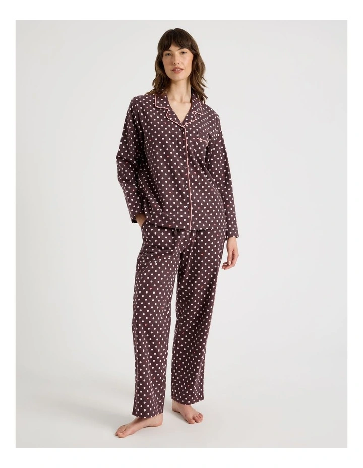 Flannelette Pyjama Set in Raisin Spot Print image 1