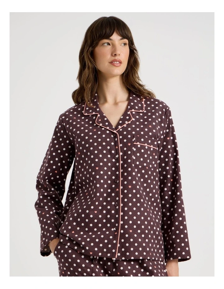Flannelette Pyjama Set in Raisin Spot Print image 2