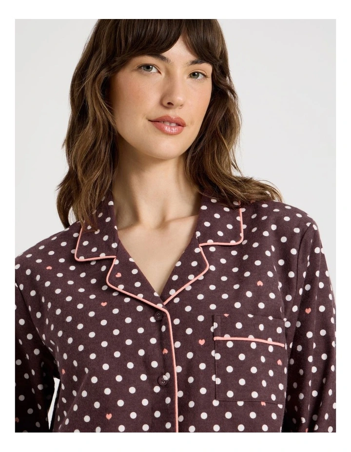 Flannelette Pyjama Set in Raisin Spot Print image 3